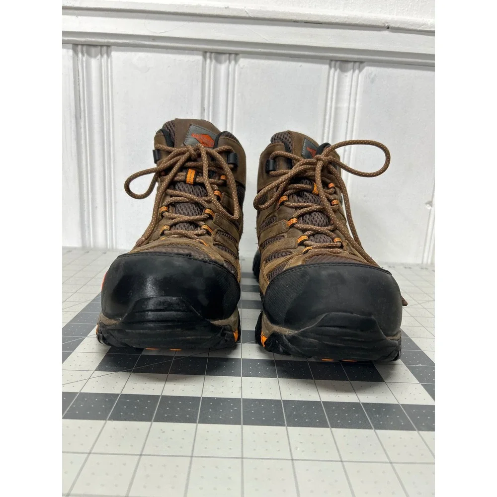 Merrell Work Boots Men 10 W Brown Moab 2 Mid Waterproof Composite Toe Wide